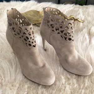 Suede ankle boots with cutout detailing